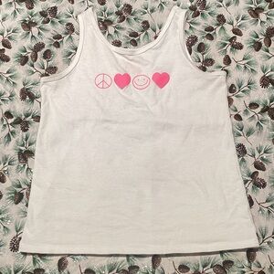 Cat & Jack White Tank Top with Pink Graphics